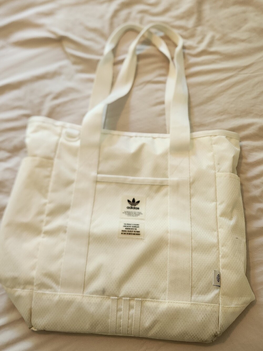 adidas White Canvas Tote Bag